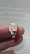 Sterling Silver Antique Signet Ring, Ladies Or For Pinky Finger Size L