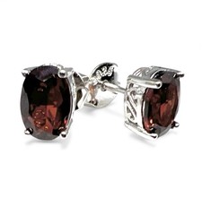 Garnet Oval Stud Earrings 7 x