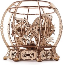 3D Mechanical Aquarium Puzzle with Spring-Powered Fish, Wooden Model Kit