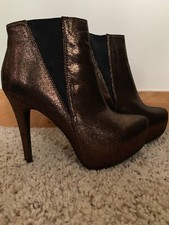 WOMENS ROCK REPUBLIC BRONZE METALLIC ‘ GLAM ROCK ‘ 70’S ANKLE BOOTS SIZE 5