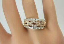 10k White and Rose Gold and Diamond Twist Wedding Band Ring 0.55 ct