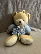 Harrods Knightbridge Baby pull down bear hanging soft toy Beige blue