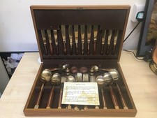 Vintage Thai Solid Bronze Cutlery set x 48 piece in Original wooden