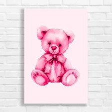 Teddy Bear Nursery Cute Plush Pink Canvas Print Large Picture Wall Art