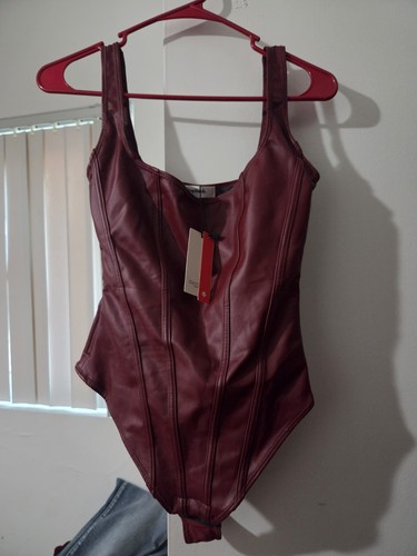 Popilush faux leather bodysuit - faux,