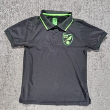 Norwich City Football Polo Shirt Size 8-9 Years 14 Inch P2P, Black, Thin. 
