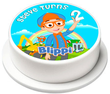 BLIPPI EDIBLE CAKE TOPPER PERSONALISED  - ROUND - WAFER/ICING - 4" to 11"