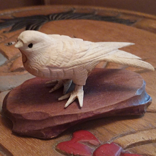 Carved bone small bird - bone,