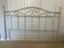 Metal Bedstead / Headboard For King size Bed In Cream With Gold Accents