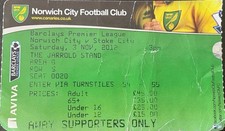 Ticket Stub, Norwich City v