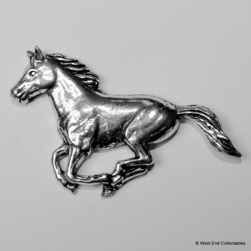 Galloping horse pewter pin - horse,