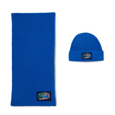 Lacoste Wool Beanie Hat & Scarf Gift Set Blue Mens