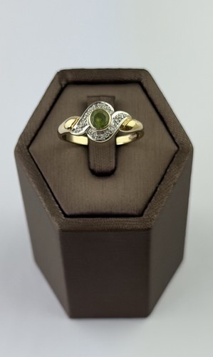 Peridot and diamond 9ct gold - and,