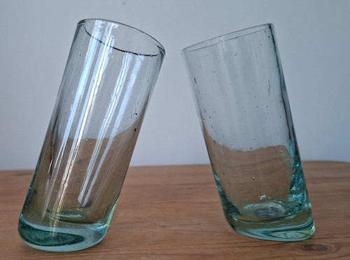 Slanted recycled glass shot