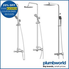 Bathroom Shower Mixer Thermostatic Set Twin Head Round Square Exposed Chrome