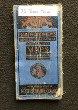 Antique Cloth Map – North Yorkshire Coast Bartholomew Sheet 57 c1948 Fold-Out