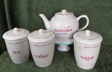Rayware Expressions Tea Coffee Sugar Canisters & Teapot Set Kitchen Storage