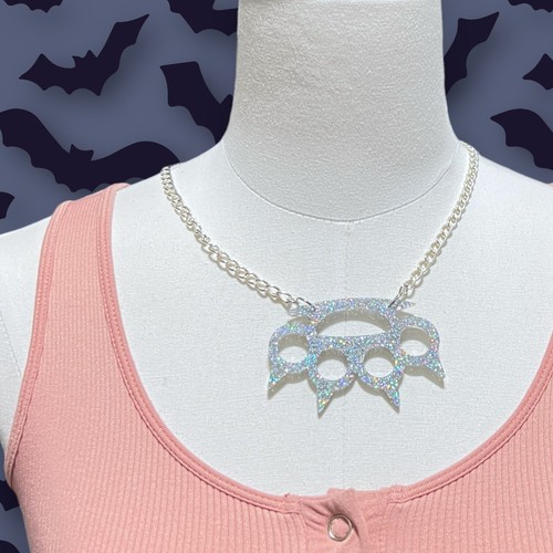 Brass knuckles necklace y2k - necklace,