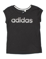 ADIDAS Womens Graphic T-Shirt Top UK 14 Medium Black PT06