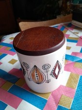 Egersund Norway Ceramic Pot with Wooden Lid. Scandinavian Design Vintage