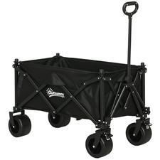 Outsunny Foldable Garden Cart Utility Wagon, Black, Refurbished