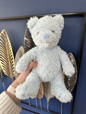 Mothercare Bear Blue Teddy Comforter Plush Soft Toy vgc 10" tall