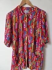 Vintage Mandy Marsh Colourful Floaty Relaxed Fit Longline Blouse Top Size 14