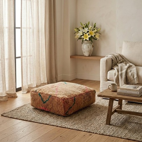 Handmade moroccan wool pouf - wool,