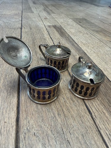 Antique epns mustard pots - mustard, with