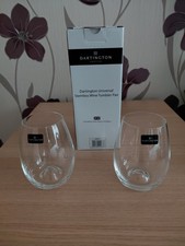 2 Dartington Universal Crystal Stemless Wine Tumblers. Brand New in Box.
