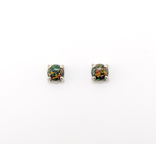 Round created black opal - mm,