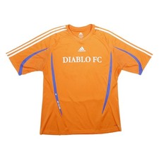 ADIDAS Mens Orange & Purple Diablo FC Graphic T-Shirt XL Short Sleeve V-Neck