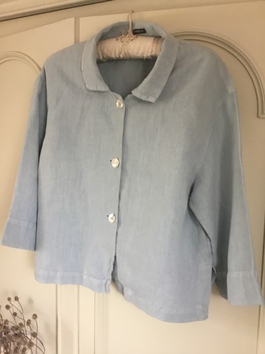 Oska pale blue linen jacket - linen,