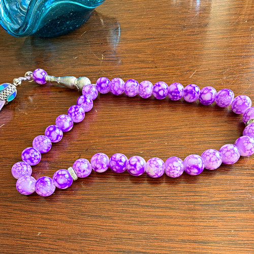 Purple round worry beads - ,
