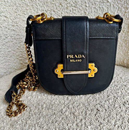 Prada cahier bag black leather - prada,