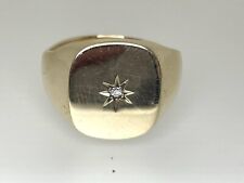 Vintage 9ct Yellow Gold Gypsy Set Diamond Solitaire Signet Ring 12.5g X1/2 1995
