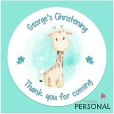 Personalised Christening Day Stickers Party Bag Sweet Cone Seals Thank You Boys