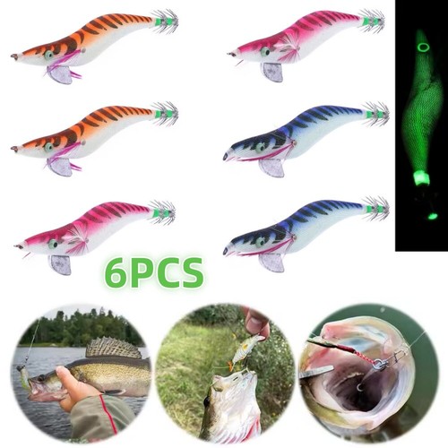 6pcs luminous squid - jigs, hook
