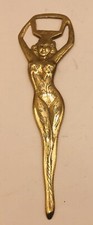 Vintage Solid Brass Bottle Opener Naked Lady Nude Figure Naughty Bare Indian