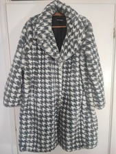 Centigrade Women's Faux Fur Houndstooth Coat Grey White Size 2XL Warm Winter