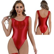 Christmas Body Sexy Lingerie Metallic High Cut Bodysuit Tank Top Leotard Teddy