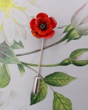 Tiny RED POPPY Lapel Stickpin