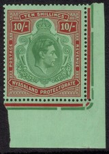 Nyasaland 1938-44 10/-Emerald