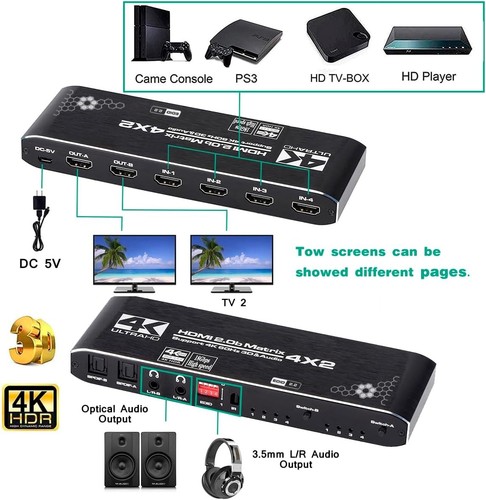 Hdmi matrix switch 4x2 out - matrix,
