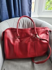 Marks And Spencer Travel Holdall Shoulder Handbag Red Large Weekend