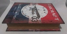 Vintage Aircraft Design Book Shaped Wooden Storage Box 