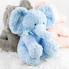 Blue Plush Elephant Super Soft Teddy Cuddly Toy Baby Gift with Ribbon