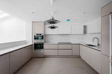 NOLTE 800mm German Kitchen Wall Unit Cabinet w/ 20mm Glass Slab Doors, Sand Grey