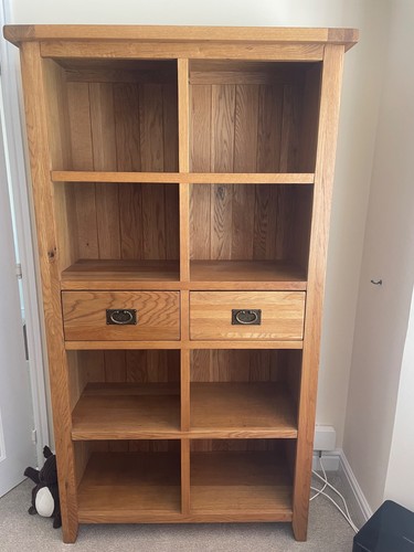 Solid oak bookcase with - bookcase,