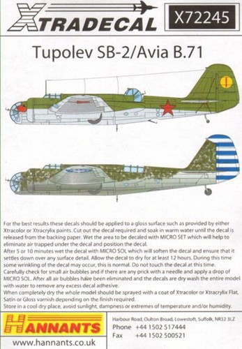 Xtradecal 72245 tupolev - xtradecal, 1:72